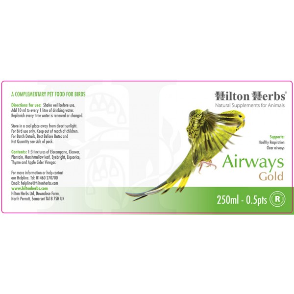 Airways Gold - Optimum respiratory function for Birds & Poultry - pack label